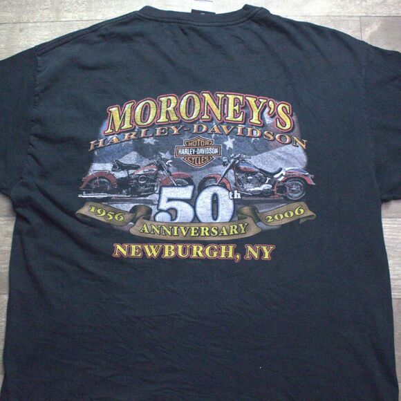 Y2k 06 Harley Davidson Motorcycle T-Shirt Mens Size L MORONEY'S NEWBURGH, NY - Picture 1 of 7